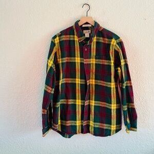 Vintage L.L. Bean Red Yellow Green Flannel